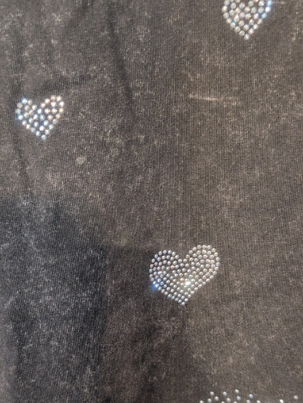 Black Short Sleeve Tee with Iridescent Heart Studs NWOT Size M - Picture 7 of 8